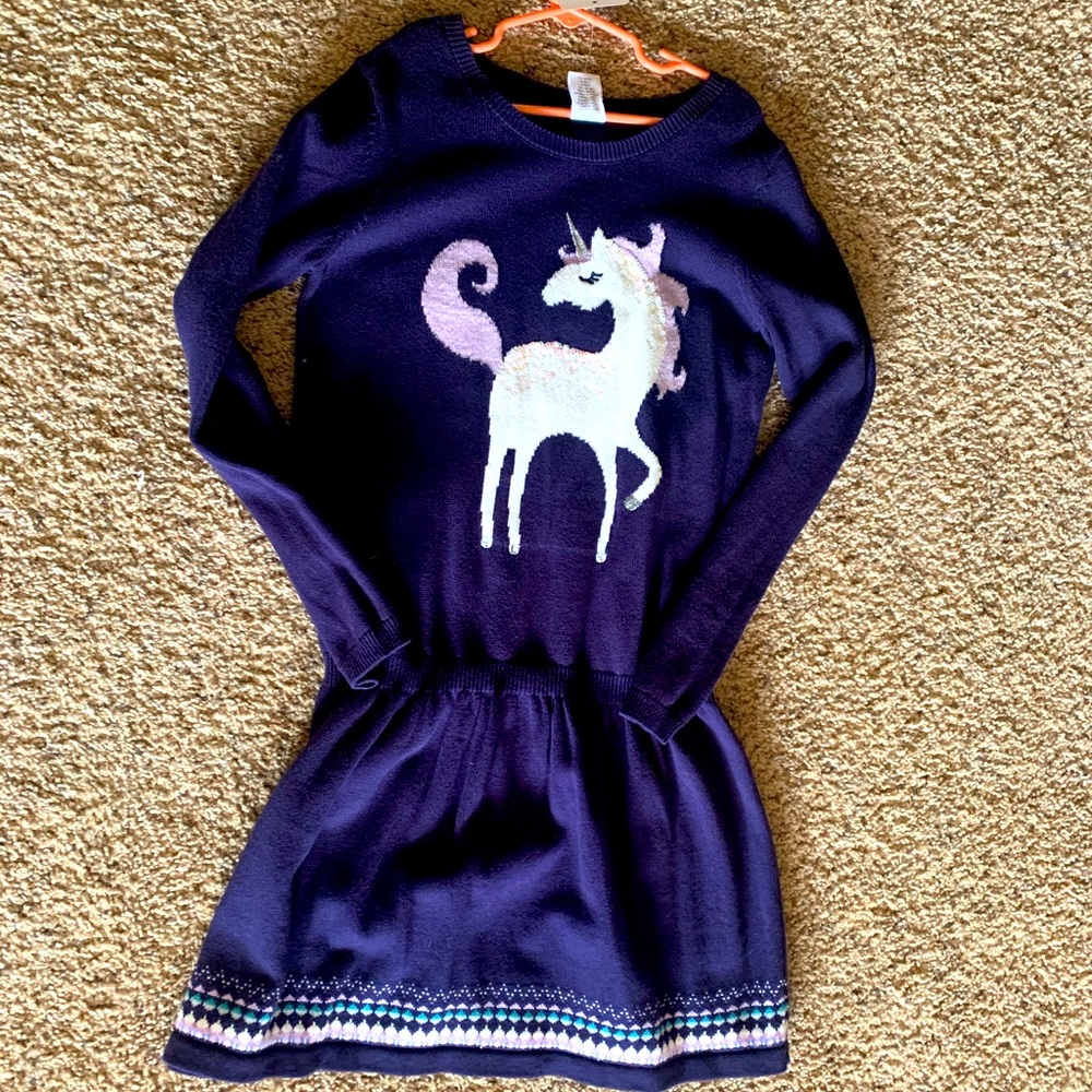 Gymboree girls unicorn sweater dress